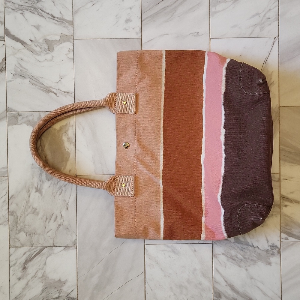 J Crew cotton tote bag ombre pink and brown
